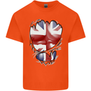 The Union Jack Flag Ripped Muscles Kids T-Shirt Childrens Orange