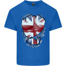 The Union Jack Flag Ripped Muscles Kids T-Shirt Childrens Royal Blue