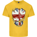 The Union Jack Flag Ripped Muscles Kids T-Shirt Childrens Yellow