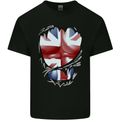 The Union Jack Flag Ripped Muscles Mens Cotton T-Shirt Tee Top Black
