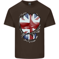 The Union Jack Flag Ripped Muscles Mens Cotton T-Shirt Tee Top Dark Chocolate