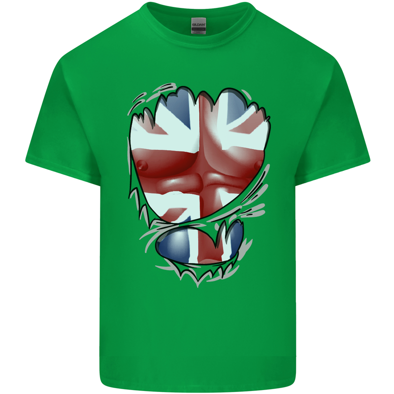 The Union Jack Flag Ripped Muscles Mens Cotton T-Shirt Tee Top Irish Green