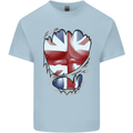 The Union Jack Flag Ripped Muscles Mens Cotton T-Shirt Tee Top Light Blue