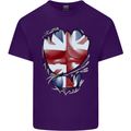 The Union Jack Flag Ripped Muscles Mens Cotton T-Shirt Tee Top Purple