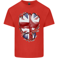 The Union Jack Flag Ripped Muscles Mens Cotton T-Shirt Tee Top Red