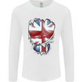 The Union Jack Flag Ripped Muscles Mens Long Sleeve T-Shirt White