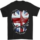 The Union Jack Flag Ripped Muscles Mens T-Shirt Cotton Gildan Black