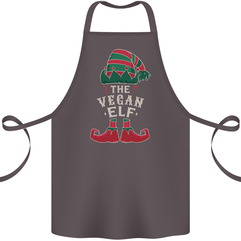 The Vegan Elf Funny Christmas Xmas Cotton Apron 100% Organic Dark Grey