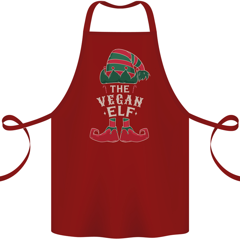 The Vegan Elf Funny Christmas Xmas Cotton Apron 100% Organic Maroon