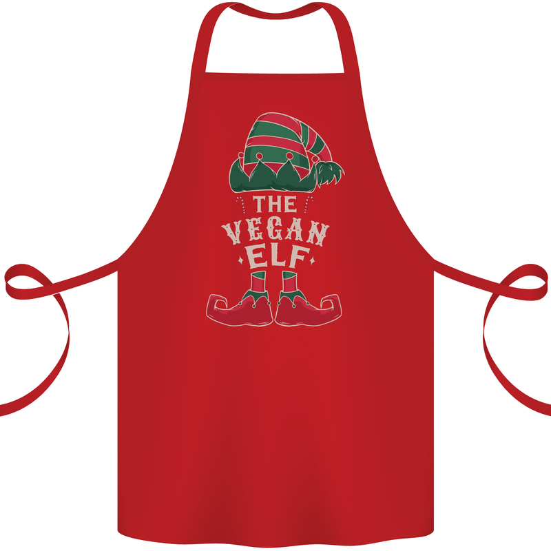 The Vegan Elf Funny Christmas Xmas Cotton Apron 100% Organic Red