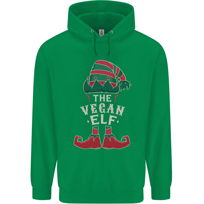 The Vegan Elf Funny Christmas Xmas Mens 80% Cotton Hoodie Irish Green