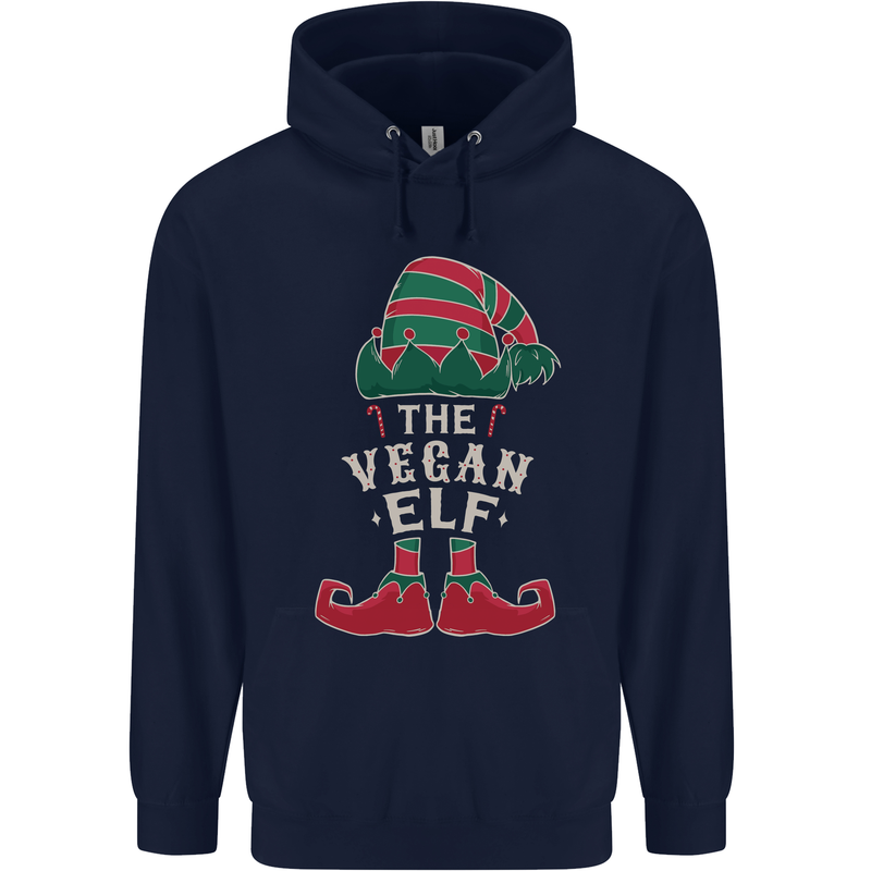 The Vegan Elf Funny Christmas Xmas Mens 80% Cotton Hoodie Navy Blue