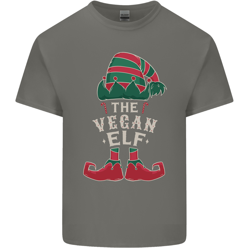 The Vegan Elf Funny Christmas Xmas Mens Cotton T-Shirt Tee Top Charcoal