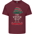 The Vegan Elf Funny Christmas Xmas Mens Cotton T-Shirt Tee Top Maroon