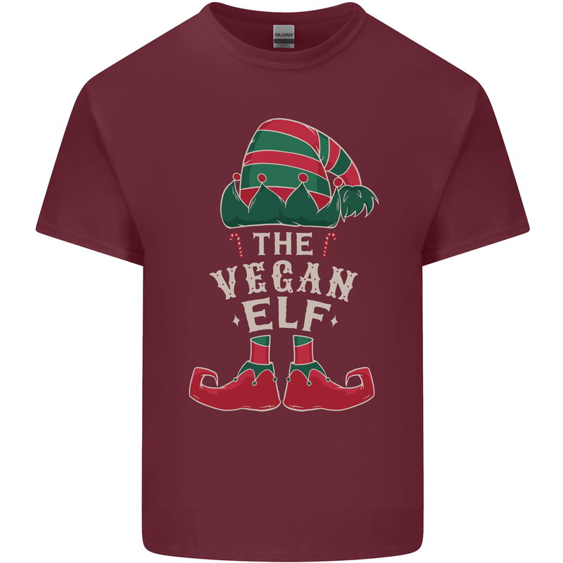 The Vegan Elf Funny Christmas Xmas Mens Cotton T-Shirt Tee Top Maroon