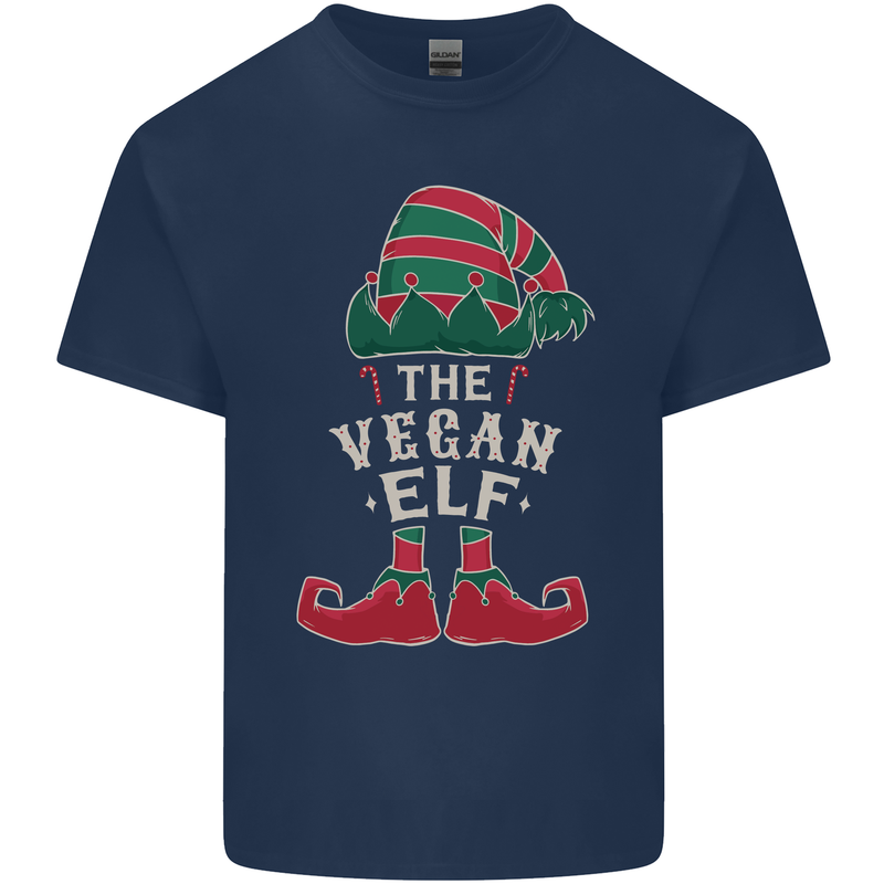 The Vegan Elf Funny Christmas Xmas Mens Cotton T-Shirt Tee Top Navy Blue