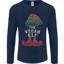 The Vegan Elf Funny Christmas Xmas Mens Long Sleeve T-Shirt Navy Blue