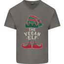 The Vegan Elf Funny Christmas Xmas Mens V-Neck Cotton T-Shirt Charcoal