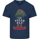 The Vegan Elf Funny Christmas Xmas Mens V-Neck Cotton T-Shirt Navy Blue