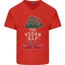 The Vegan Elf Funny Christmas Xmas Mens V-Neck Cotton T-Shirt Red