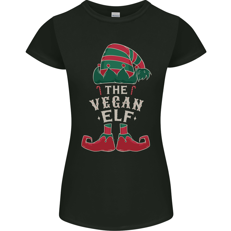 The Vegan Elf Funny Christmas Xmas Womens Petite Cut T-Shirt Black