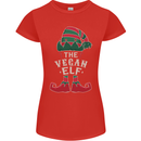 The Vegan Elf Funny Christmas Xmas Womens Petite Cut T-Shirt Red