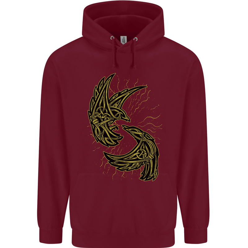 The Viking Raven Symbol Odin Ragnar Tribal Childrens Kids Hoodie Maroon