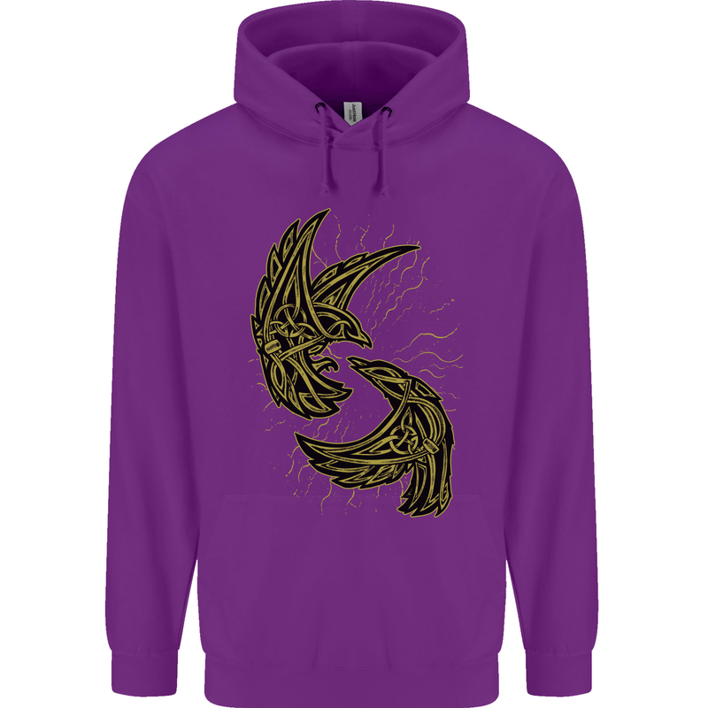 The Viking Raven Symbol Odin Ragnar Tribal Childrens Kids Hoodie Purple
