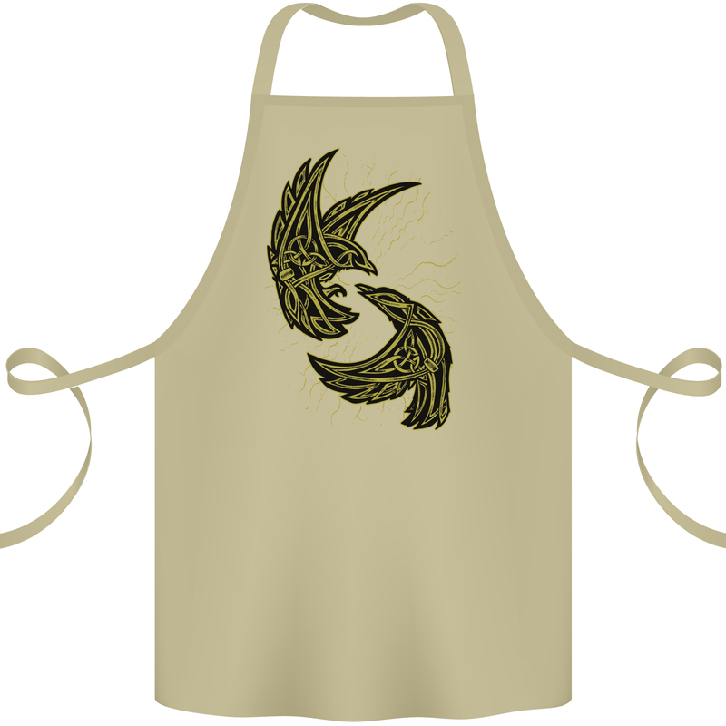 The Viking Raven Symbol Odin Ragnar Tribal Cotton Apron 100% Organic Khaki