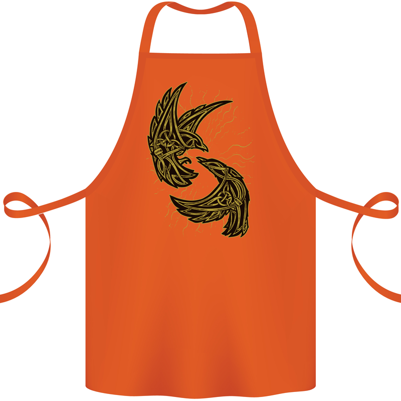 The Viking Raven Symbol Odin Ragnar Tribal Cotton Apron 100% Organic Orange