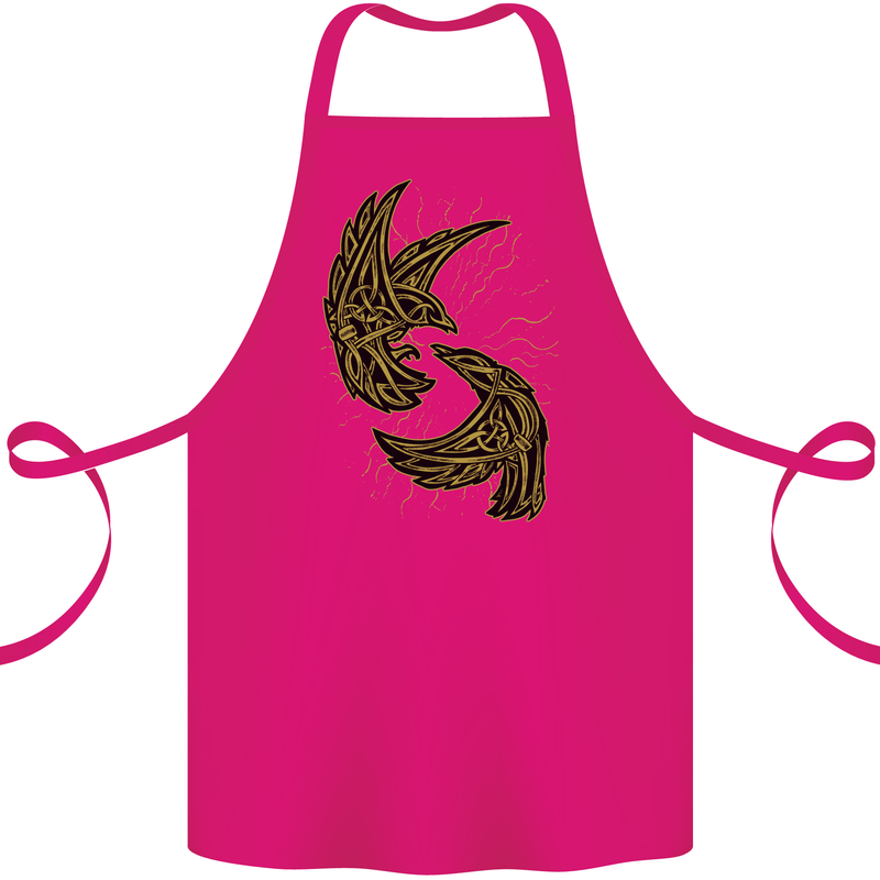 The Viking Raven Symbol Odin Ragnar Tribal Cotton Apron 100% Organic Pink