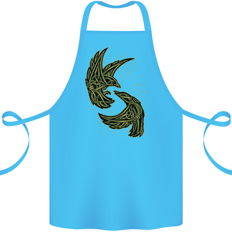 The Viking Raven Symbol Odin Ragnar Tribal Cotton Apron 100% Organic Turquoise