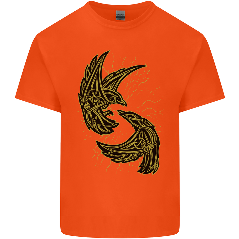 The Viking Raven Symbol Odin Ragnar Tribal Kids T-Shirt Childrens Orange