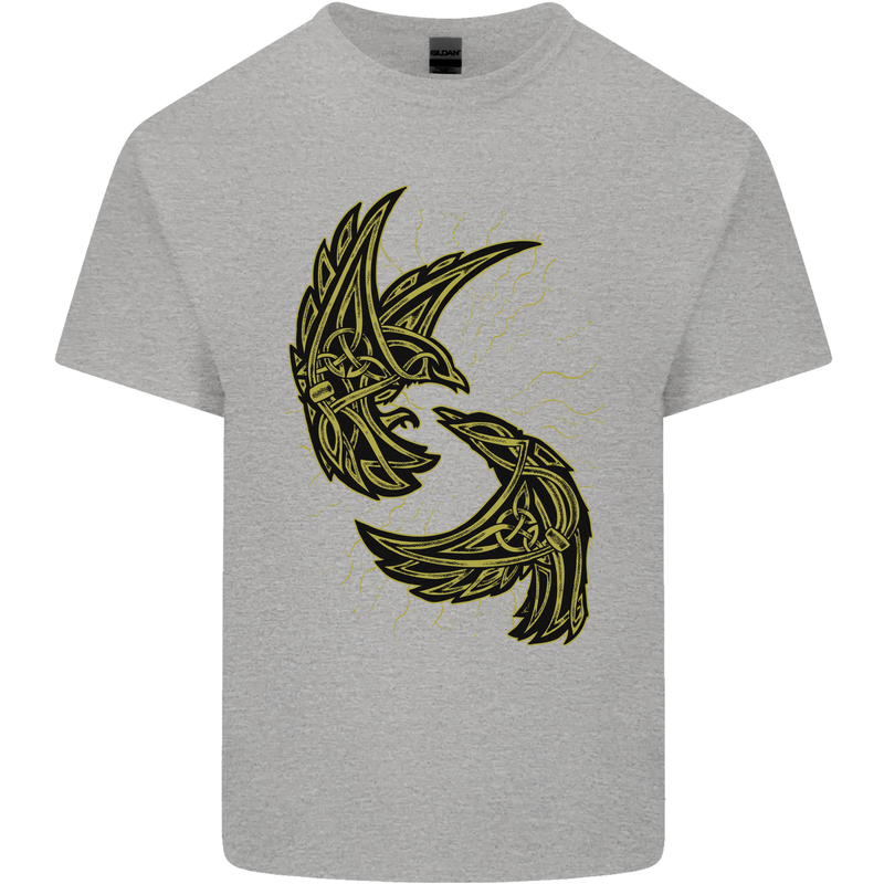 The Viking Raven Symbol Odin Ragnar Tribal Kids T-Shirt Childrens Sports Grey
