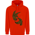 The Viking Raven Symbol Odin Ragnar Tribal Mens 80% Cotton Hoodie Bright Red