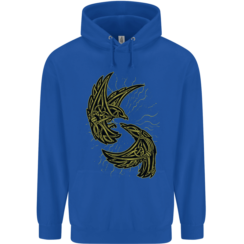 The Viking Raven Symbol Odin Ragnar Tribal Mens 80% Cotton Hoodie Royal Blue