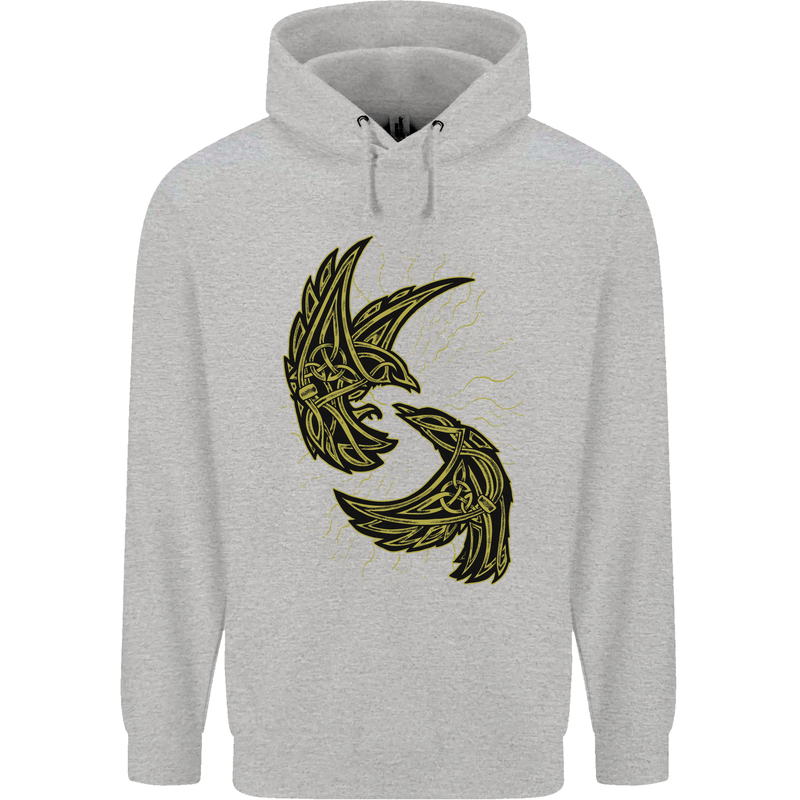 The Viking Raven Symbol Odin Ragnar Tribal Mens 80% Cotton Hoodie Sports Grey