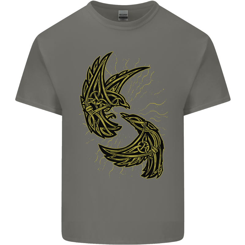 The Viking Raven Symbol Odin Ragnar Tribal Mens Cotton T-Shirt Tee Top Charcoal