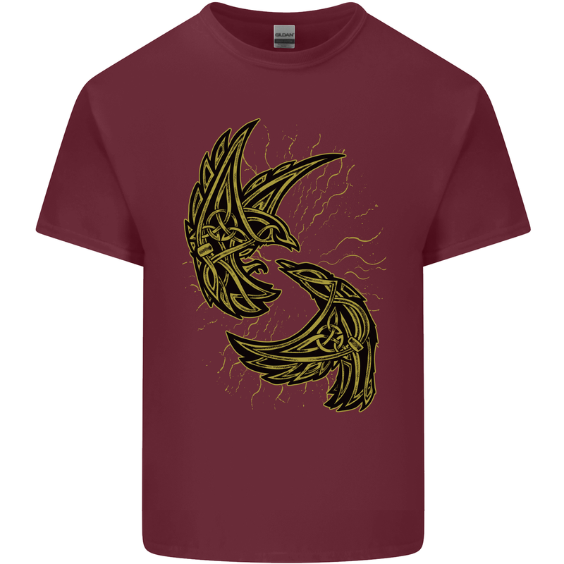 The Viking Raven Symbol Odin Ragnar Tribal Mens Cotton T-Shirt Tee Top Maroon