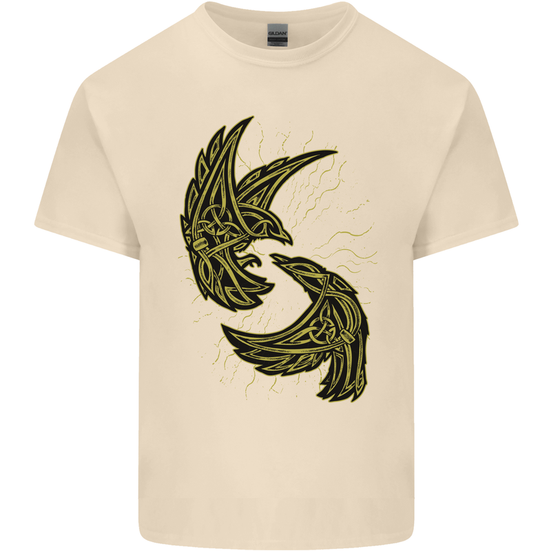 The Viking Raven Symbol Odin Ragnar Tribal Mens Cotton T-Shirt Tee Top Natural