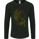 The Viking Raven Symbol Odin Ragnar Tribal Mens Long Sleeve T-Shirt Black