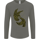 The Viking Raven Symbol Odin Ragnar Tribal Mens Long Sleeve T-Shirt Charcoal