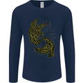 The Viking Raven Symbol Odin Ragnar Tribal Mens Long Sleeve T-Shirt Navy Blue