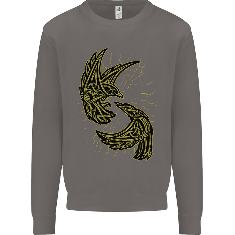 The Viking Raven Symbol Odin Ragnar Tribal Mens Sweatshirt Jumper Charcoal