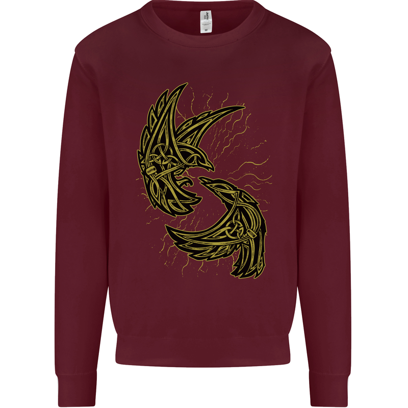 The Viking Raven Symbol Odin Ragnar Tribal Mens Sweatshirt Jumper Maroon