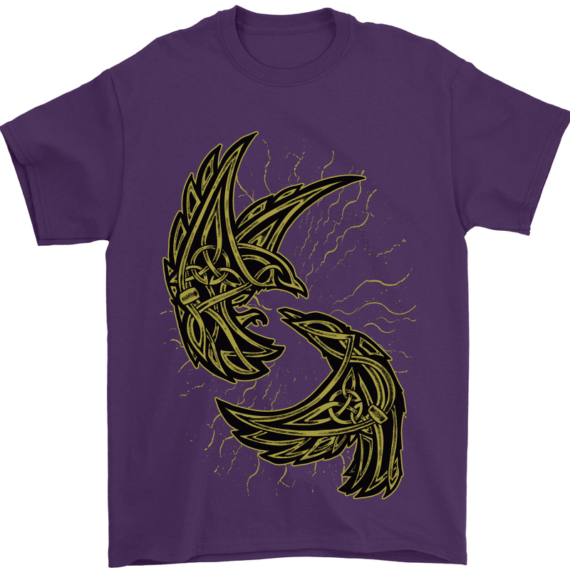 The Viking Raven Symbol Odin Ragnar Tribal Mens T-Shirt 100% Cotton Purple
