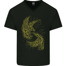 The Viking Raven Symbol Odin Ragnar Tribal Mens V-Neck Cotton T-Shirt Black