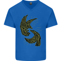 The Viking Raven Symbol Odin Ragnar Tribal Mens V-Neck Cotton T-Shirt Royal Blue
