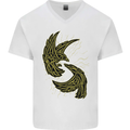 The Viking Raven Symbol Odin Ragnar Tribal Mens V-Neck Cotton T-Shirt White