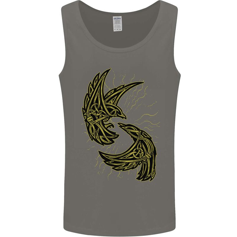 The Viking Raven Symbol Odin Ragnar Tribal Mens Vest Tank Top Charcoal